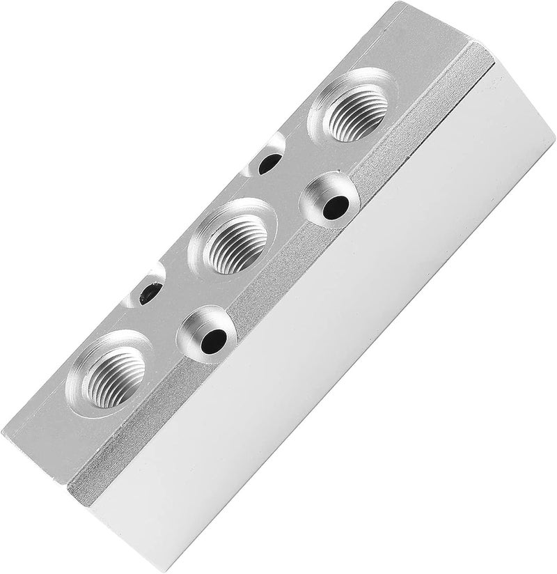 Iceyon 3 Way Pneumatic Manifold Air Distribution Block, Aluminum Alloy Air Compressor Manifold Distribution Block, G1/2 Supply Port, G1/4-Inch Output Port (3 Way 5 Port) - Image 3